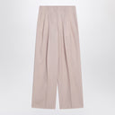 Pantalones de piernas anchas rosas de color rosa dorado en lana