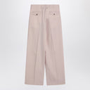 Pantalones de piernas anchas rosas de color rosa dorado en lana