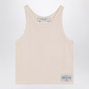 Canotta in cotone a coste color crema d'oro