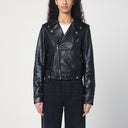 Golden Goose Black Leather Jacket With A Glossy Effect