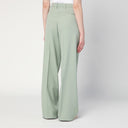 Pantalones de lana verde de pierna ancha de pierna dorada