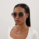 Lunettes de soleil Gucci Gg2046 S 002 Femme Dégradé Or/Gris