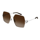 Gucci Sunglasses Gg2163 S 003 Silver/Brown Woman