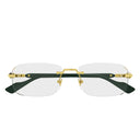 Gucci Gg1221 O 005 Gold Green/Transparent Men's Prescription Glasses