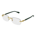 Gucci Gg1221 O 005 Gold Green/Transparent Men's Prescription Glasses
