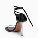 Amina Muaddi Black Patent Leder Hailey Sandalen