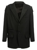 Yohji Yamamoto Blazer a petto singolo con dettaglio cinturino