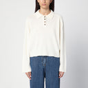 Loulou Studio Ivory Cashmere Polo Shirt