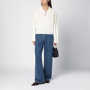 Loulou Studio Ivory Cashmere Polo Shirt