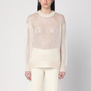 Jil Sander Ivory Perforated Sweater In Silk