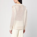 Jil Sander Ivory Perforated Sweater In Silk
