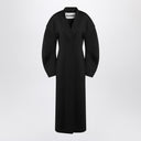 Jil Sander Black Double Breasted Coat In Virgin Wool