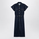 Ganni Blue Midi Dress In Organic Denim