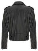 Giacca di pelle logo Moschino