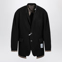 Maison Mihara Yasuhiro Black Wool Blend Jacket With Raw Cut Hem
