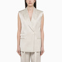 Calvin Klein Beige Single Breasted Waistcoat In Viscose Blend