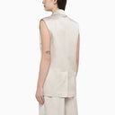 Calvin Klein Beige Single Breasted Waistcoat In Viscose Blend