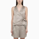 Calvin Klein Sand Coloured Viscose Blend Top With Bow