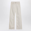 Calvin Klein Relaxed Flared Beige Jeans In Linen Blend