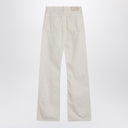 Calvin Klein Relaxed Flared Beige Jeans In Linen Blend