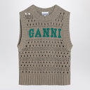 Ganni Perforated Vest With Logo Inlay