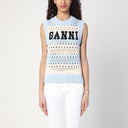 Ganni Openwork Striped Vest With Logo Inlay