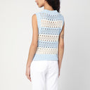 Ganni Openwork Striped Vest With Logo Inlay