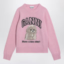 Ganni Pink Sweater With Poodle