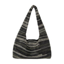 Bolsa de hambre de malla de malla de cristal kara rayas negras estrasas
