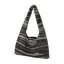 Bolsa de hambre de malla de malla de cristal kara rayas negras estrasas