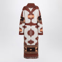 Alanui Long Cardigan Icon Jacquard White/Brown
