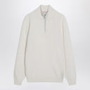 Brunello Cucinelli White Turtleneck Sweater With Zip