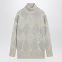 Brunello Cucinelli Pearl Gray Gray Dazzling Argyle Turtleneck sauteur