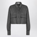 Brunello Cucinelli Grey Crop Shirt Jacket With Shiny Tab