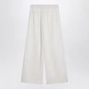 Brunello Cucinelli Wide White Trousers In Cotton And Silk