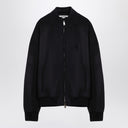 Darkpark Black Wool Bomber Jacket