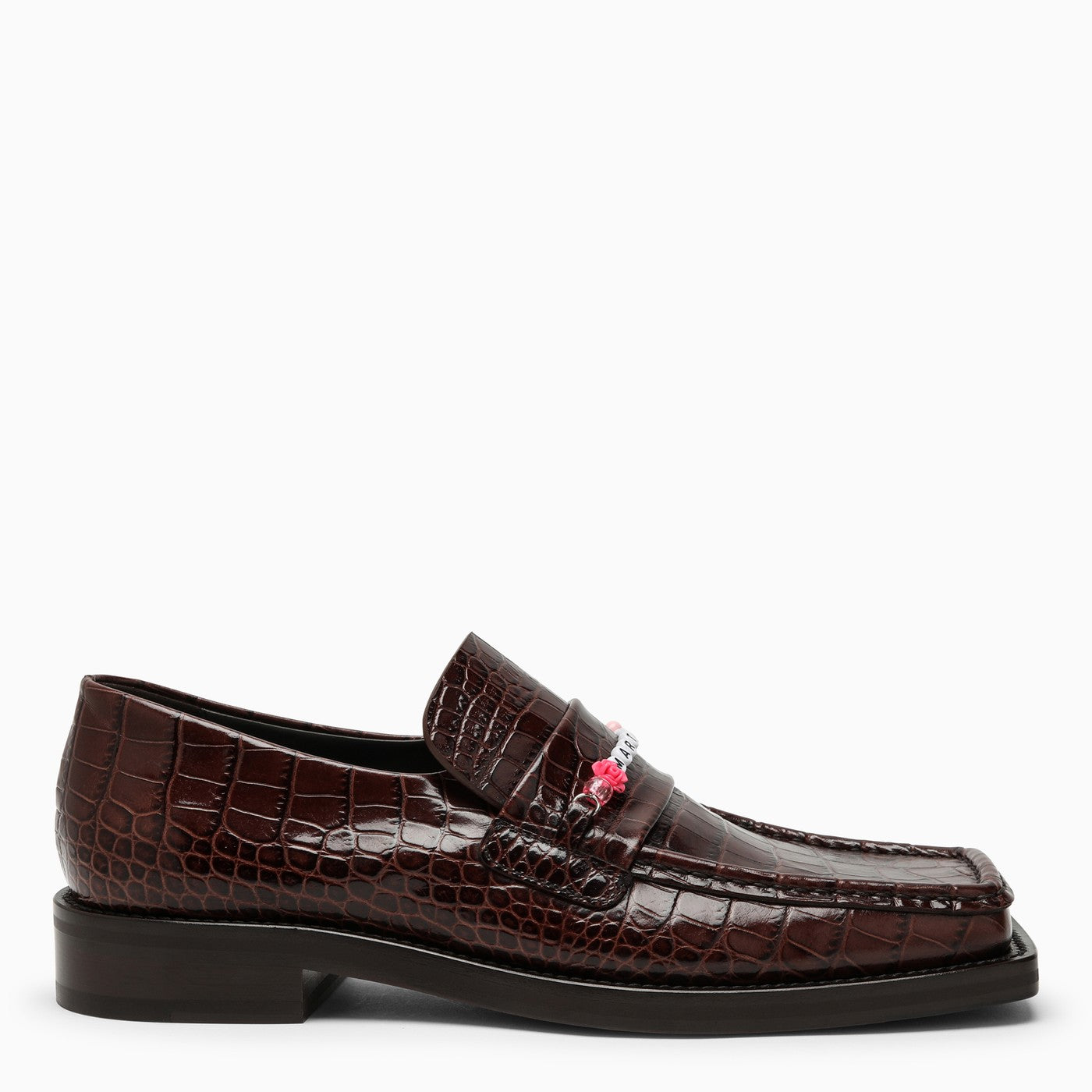 Martine Rose Brown Crocodile Effect Moccasin With Beads | Balardi