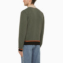 Wales Bonner Green/Beige Jacquard Long Sleeved Polo Shirt