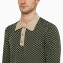 Wales Bonner Green/Beige Jacquard Long Sleeved Polo Shirt