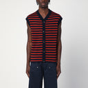 Galles Bonner Kamau Sleeveless Cardigan con strisce blu navy/rossa