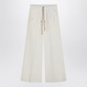 Moncler + Rick Owens szerokie spodnie Bela w białym bawełnianym poplinie