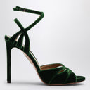 Aquazzura High Dark Green Velvet Sandal
