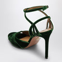 Aquazzura High Dark Green Velvet Sandal