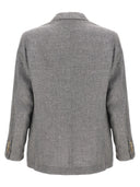 Brunello Cucinelli Single Breasted Linen Blend Blazer