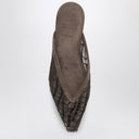 Brunello Cucinelli Glistening Abstract Embroidery Suede Sabots