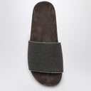 Brunello Cucinelli Precious Taupe Slides In Suede