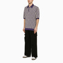 Needles Purple And Grey Short Sleeved Polo Shirt