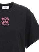 オフホワイト「ミニ矢印」トリミングされたTシャツ