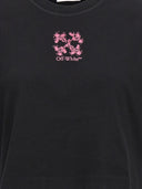 オフホワイト「ミニ矢印」トリミングされたTシャツ