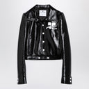 Courrèges Black Shiny Nylon Jacket With Logo